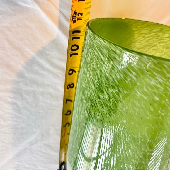 12” Tall Vintage Vibrant Green & White Bubble Glass Vase Minimalist Maximalist - Picture 14 of 16